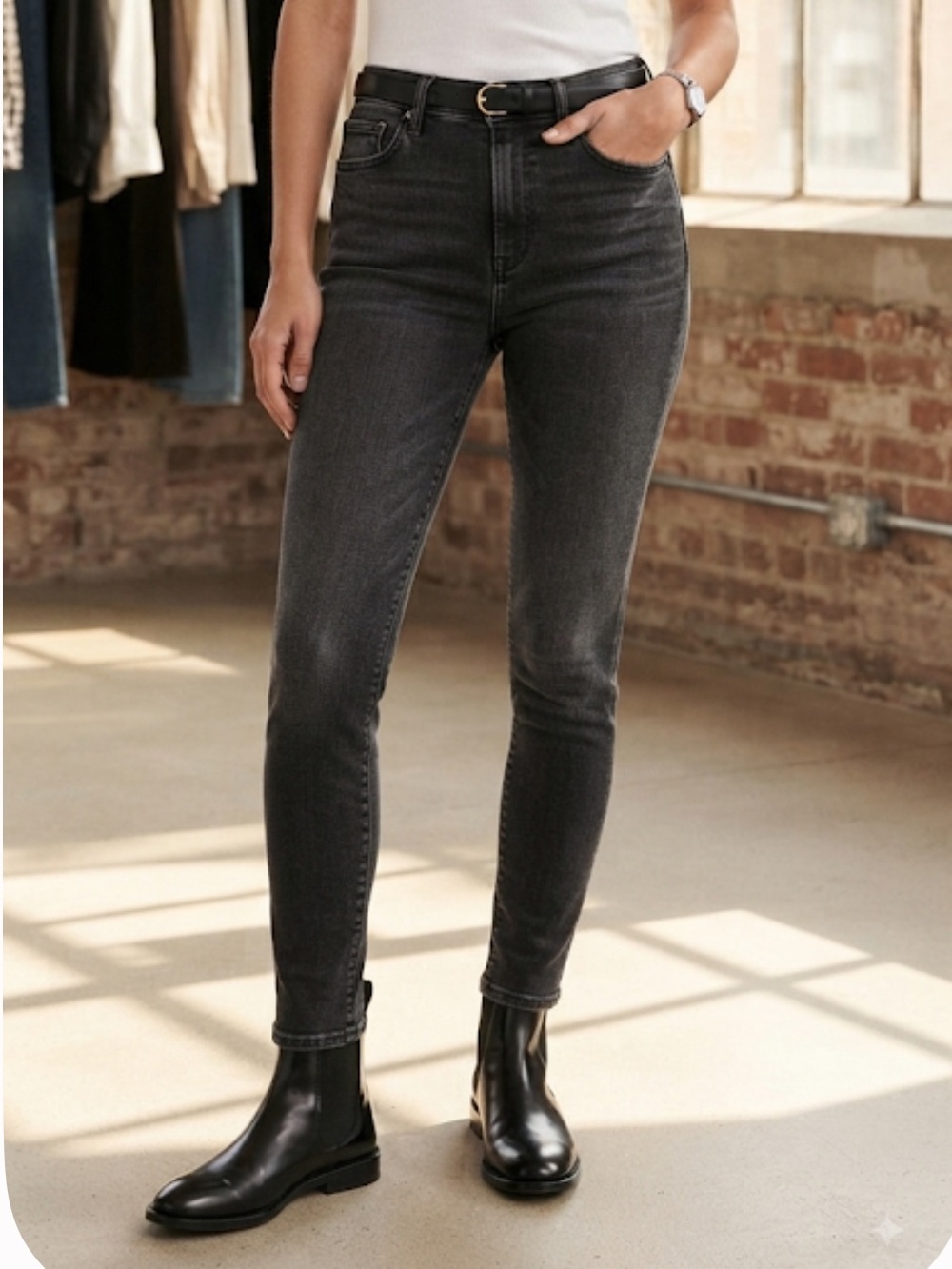 ANTHROPOLOGIE | & OTHER STORIES High Waisted Skinny Jeans Faded Black Size 29